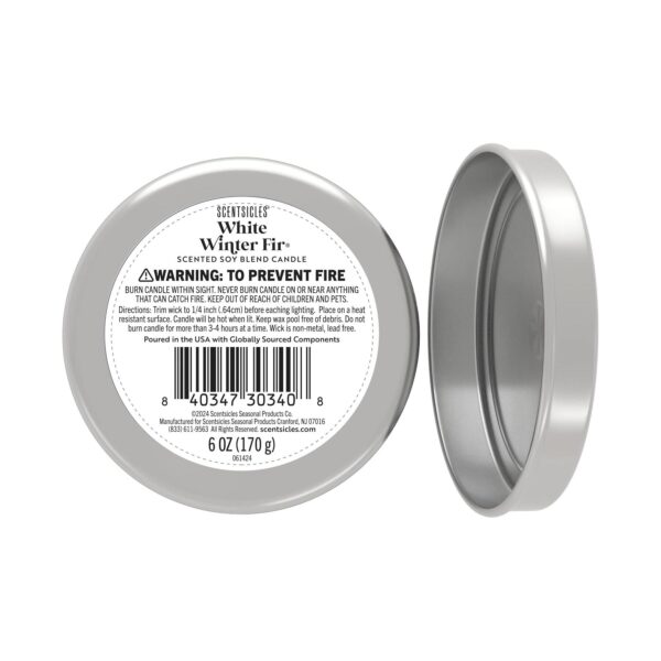 Scentsicles Christmas Scented Candle Soy Blend 25 Hour Burn Time - White Winter Fir
