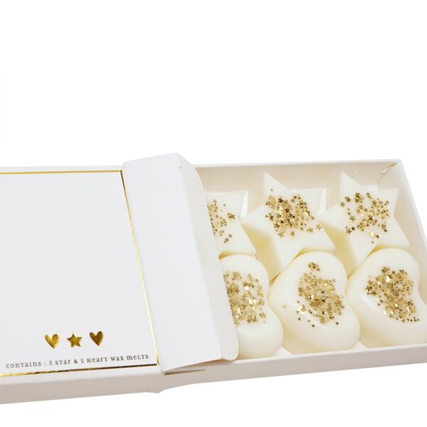 image490594487.jpg Soy Wax Melts Vanilla / Tonka Scent 10 Pack Star and Heart Shape with Glitter - Happy Birthday