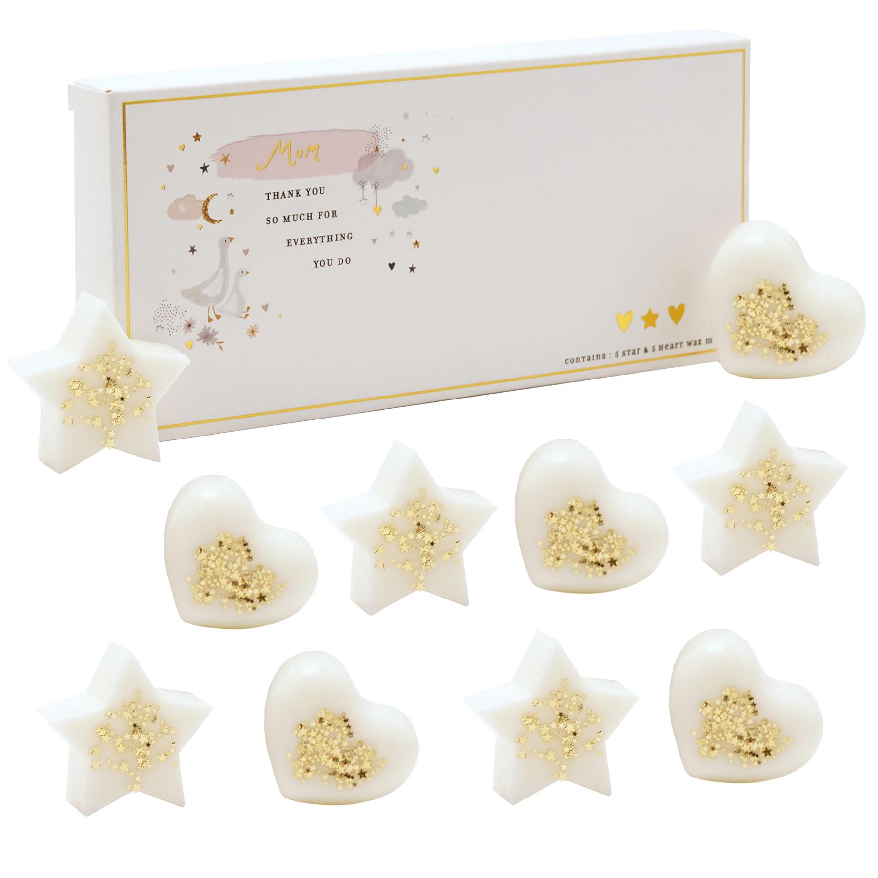 Soy Wax Melts Vanilla / Tonka Scent 10 Pack Star and Heart Shape with Glitter - Mum
