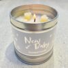 New Baby Scented Candle in Tin with Silver Detail Vanilla and Jasmine