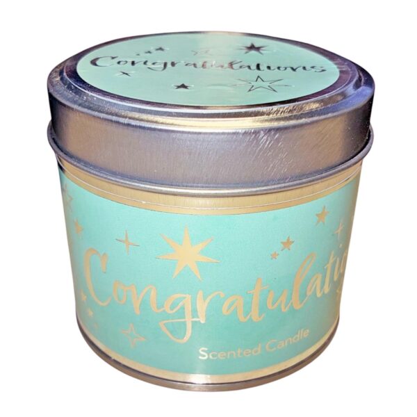 image490594619.jpg Congratulations Scented Candle in Tin with Silver Detail Vanilla and Jasmine