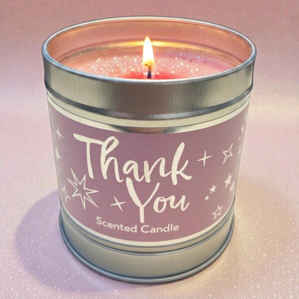 image490594623.jpg Thank You Scented Candle in Tin with Silver Detail Vanilla and Jasmine
