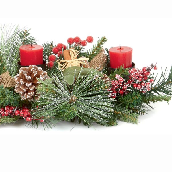Christmas 3 Candle Holder Table Centrepiece Decoration 60cm Artificial