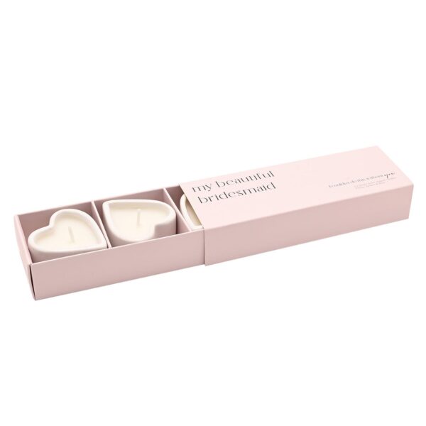 Wedding Bridesmaid Scented Candles 3 Pack Heart Peony, Lychee and Rose Scent