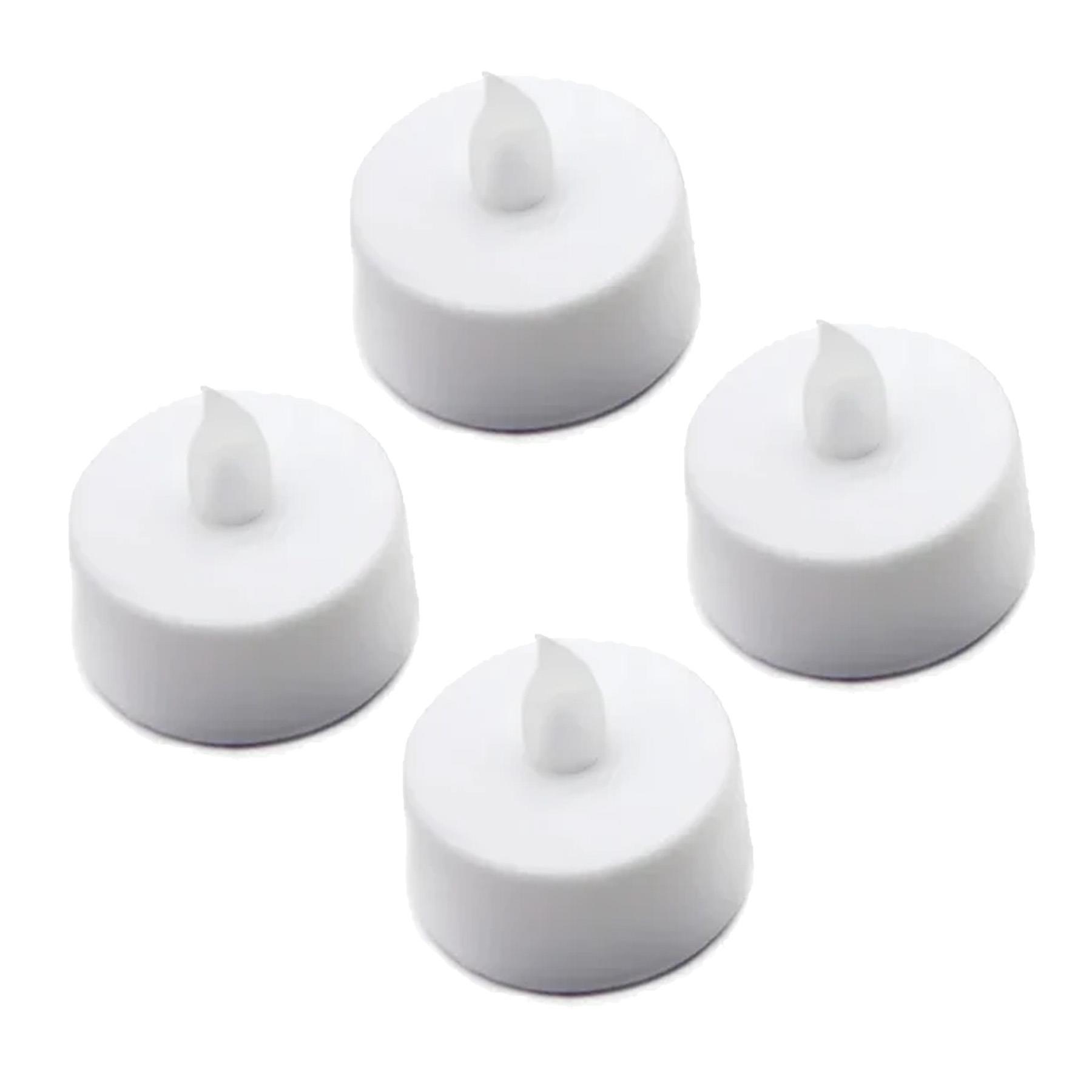 White LED Battery Tea Light Candles Set of 4