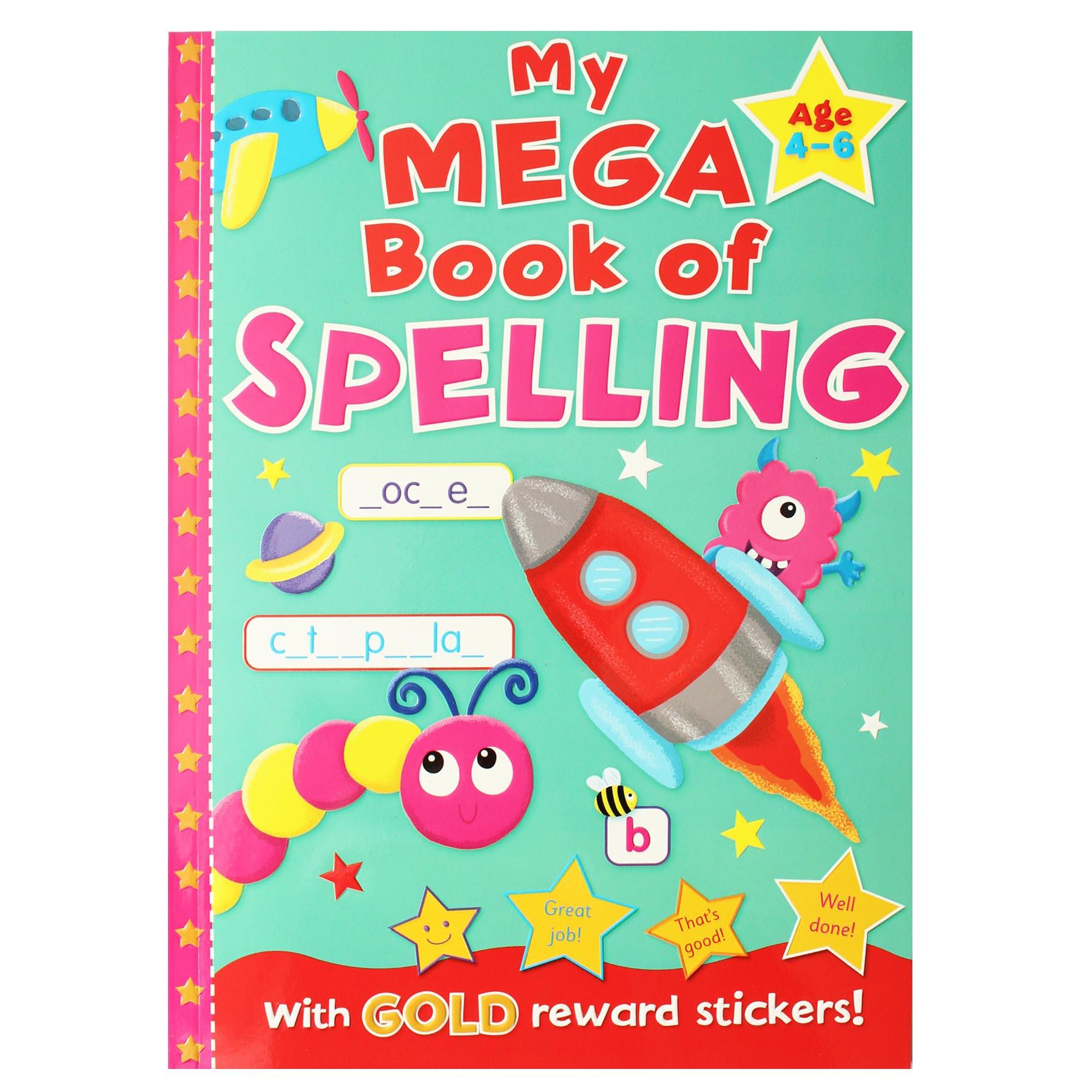 Mega Learning Book with Gold Reward Stickers Age 4-6 Years - Spelling Book 3