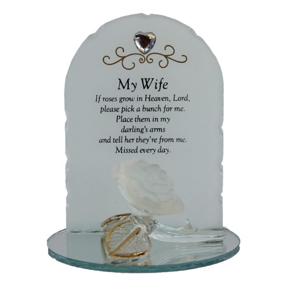 Thoughts of You Glass Memorial Ornament with Rose - My Wife