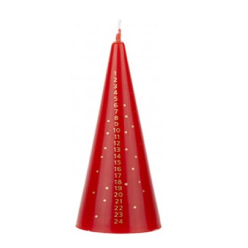 Christmas Advent Candle 15cm Cone Countdown Calendar - Red