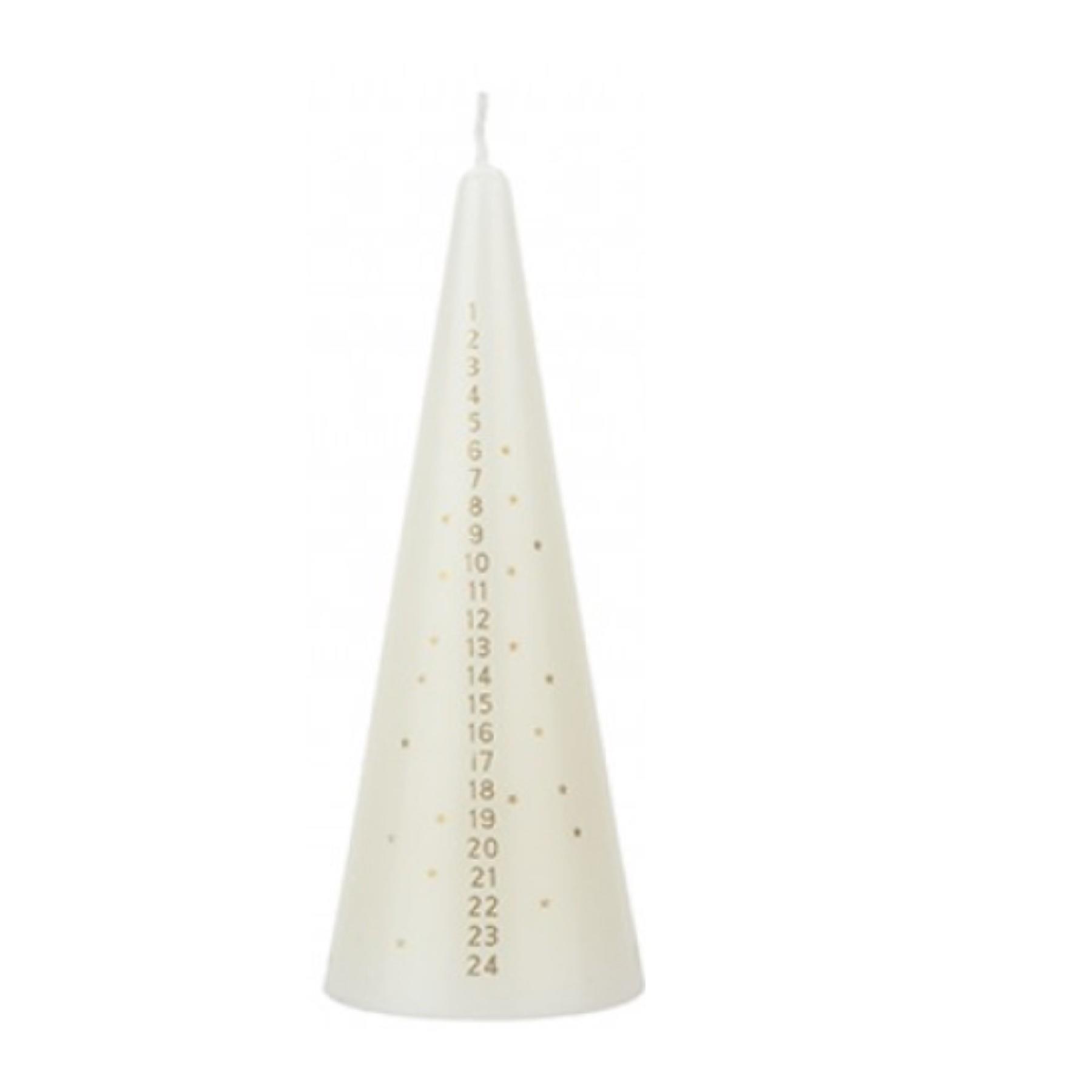 Christmas Advent Candle 15cm Cone Countdown Calendar - Cream
