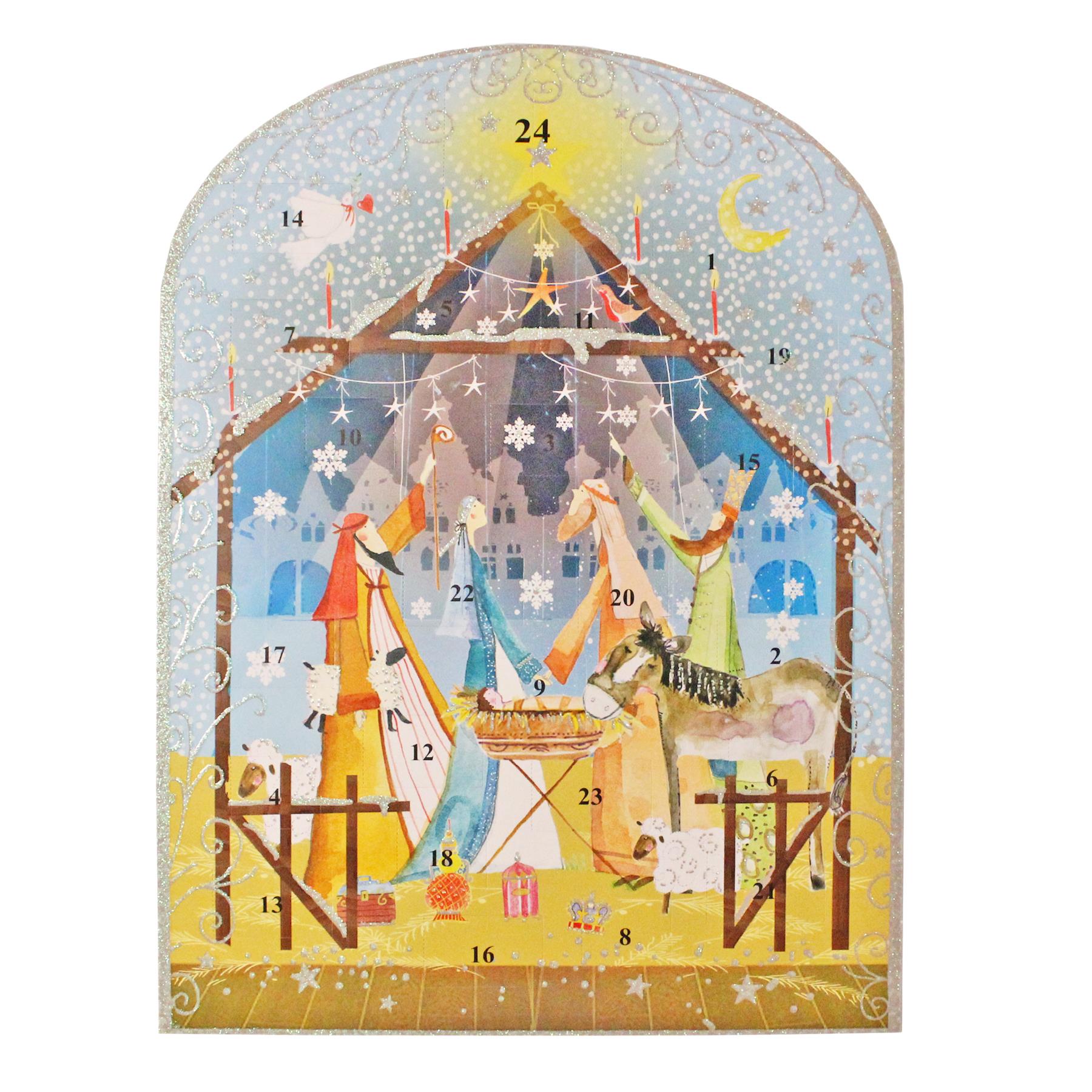 Traditional Christmas Advent Calendar with 24 Windows - Christmas Nativity