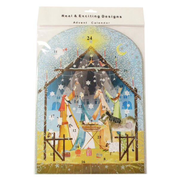 Traditional Christmas Advent Calendar with 24 Windows - Christmas Nativity