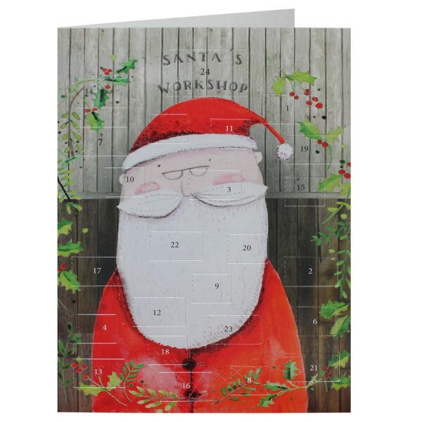 Christmas Card Advent Calendar with Red Envelope - Santa