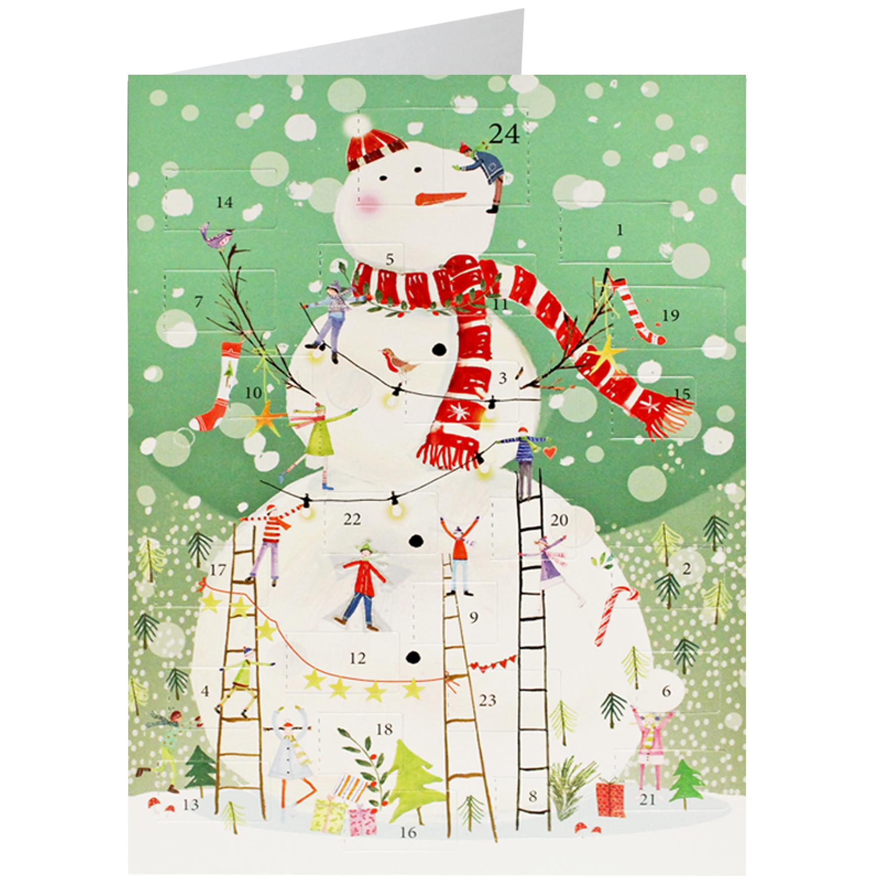 Christmas Card Advent Calendar with Red Envelope - Frosty and Friends