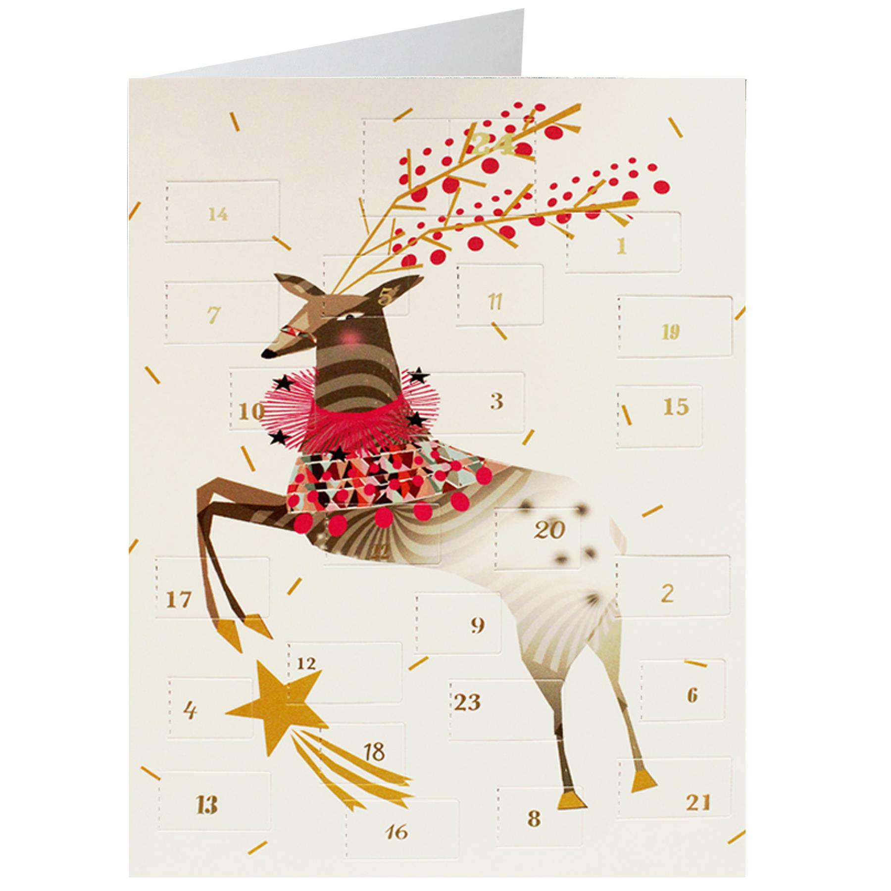 Christmas Card Advent Calendar with Red Envelope - Prancer