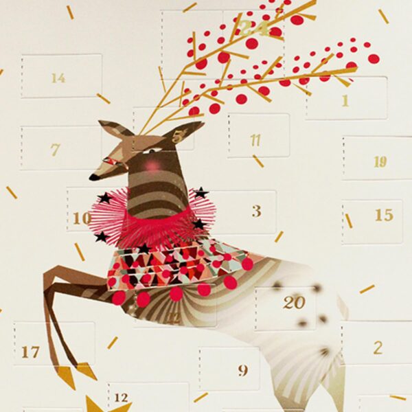Christmas Card Advent Calendar with Red Envelope - Prancer