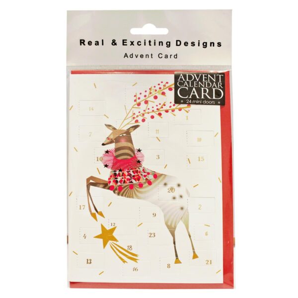 Christmas Card Advent Calendar with Red Envelope - Prancer