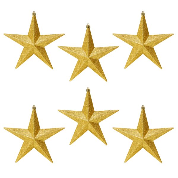 image436382308.jpg Christmas Shatterproof Stars 6 Pack 100mm Glitter Tree Decoration Gold