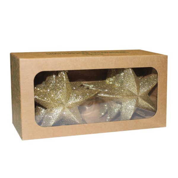 image436382312.jpg Christmas Shatterproof Stars 6 Pack 100mm Glitter Tree Decoration Gold