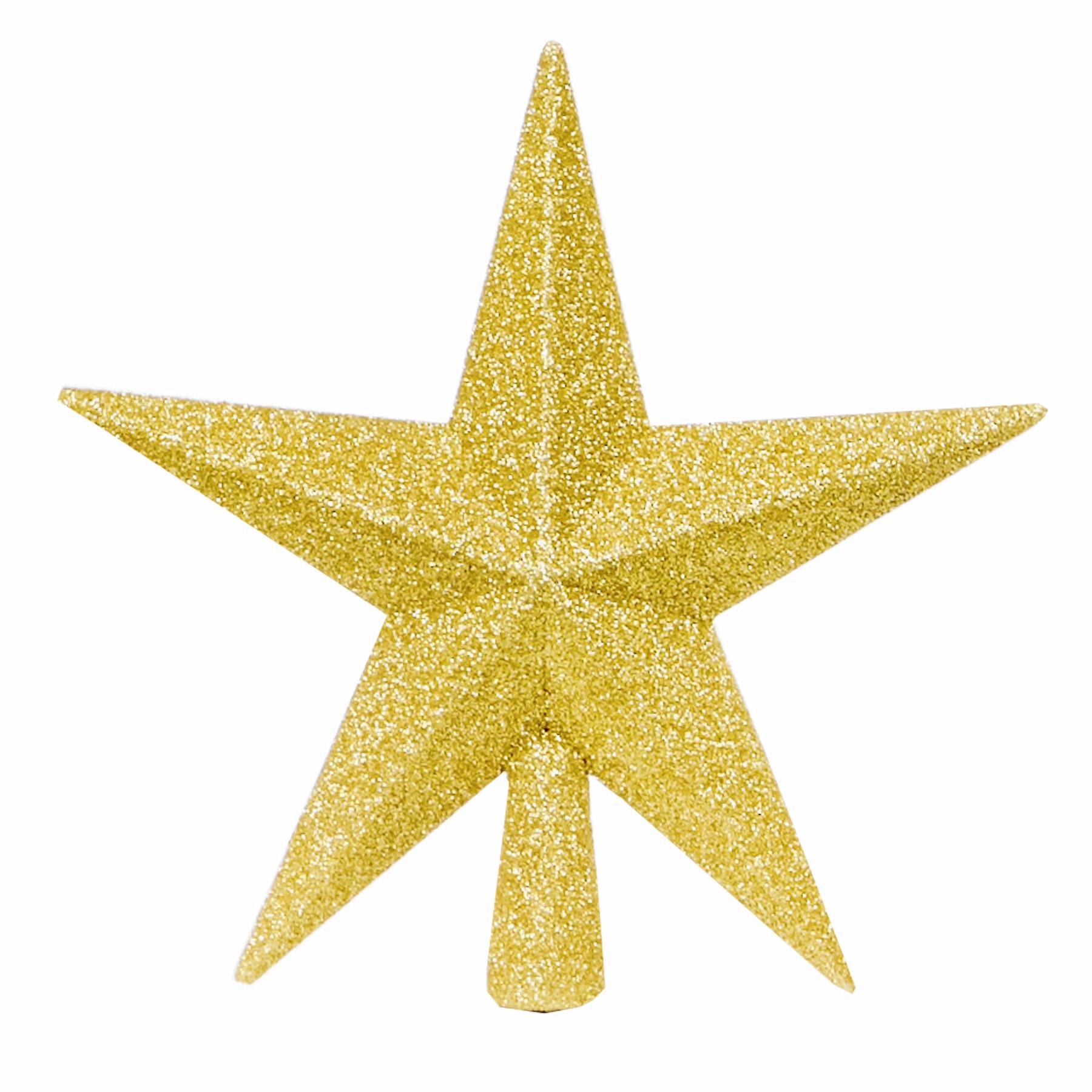 Christmas Shatterproof Tree Topper Star 200mm Glitter Decoration Gold