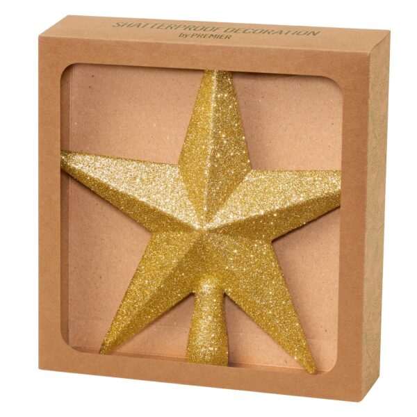 image436583822-1.jpg Christmas Shatterproof Tree Topper Star 200mm Glitter Decoration Gold