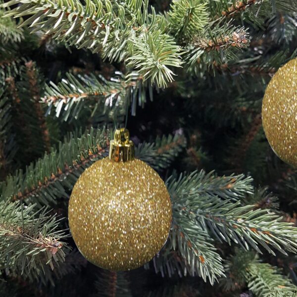 Christmas Shatterproof Baubles 8 Pack 80mm Glitter Tree Decoration Gold