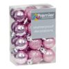 Christmas Shatterproof Baubles 24 Pack 30mm Tree Decoration Pink