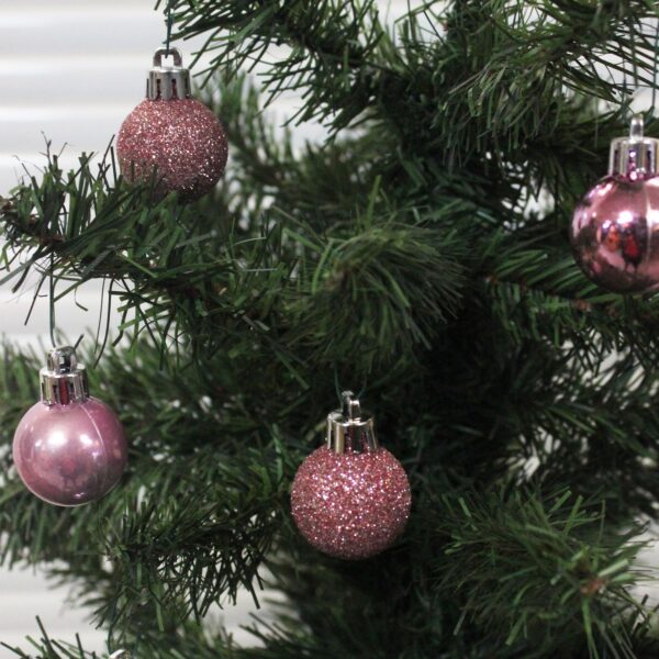 Christmas Shatterproof Baubles 24 Pack 30mm Tree Decoration Pink