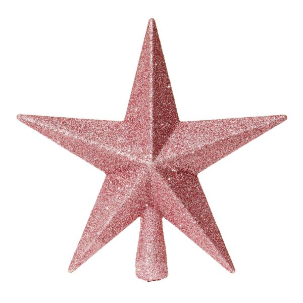 Christmas Shatterproof Tree Topper Star 200mm Glitter Tree Decoration Pink