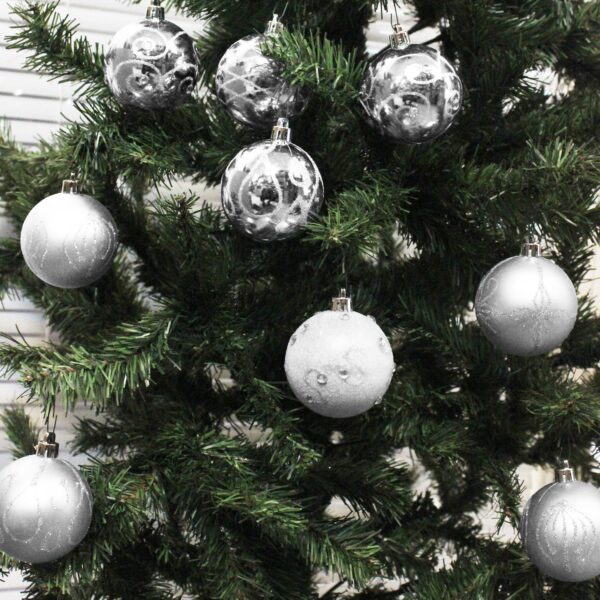 Christmas Shatterproof Baubles 9 Pack 60mm Tree Decoration Silver