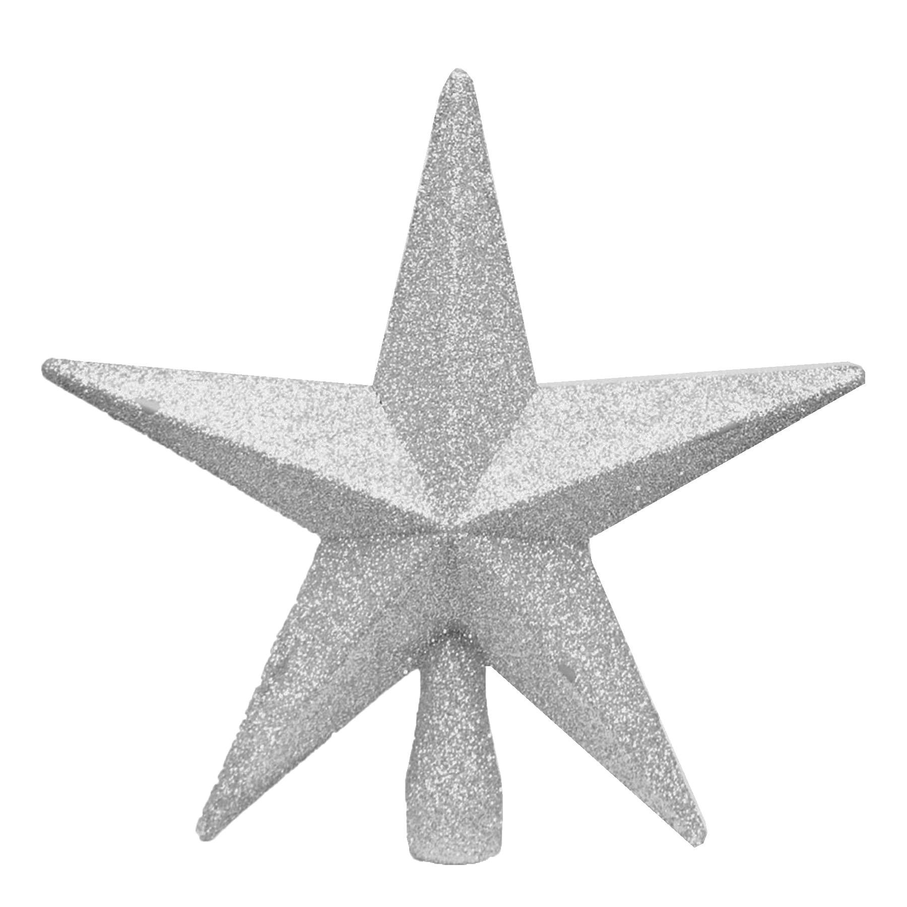 Christmas Shatterproof Tree Topper Star 200mm Glitter Decoration Silver