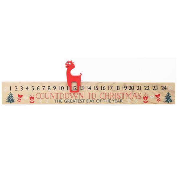 image440366601.jpg Christmas Advent Calendar Wooden Countdown Plaque with Reindeer Marker