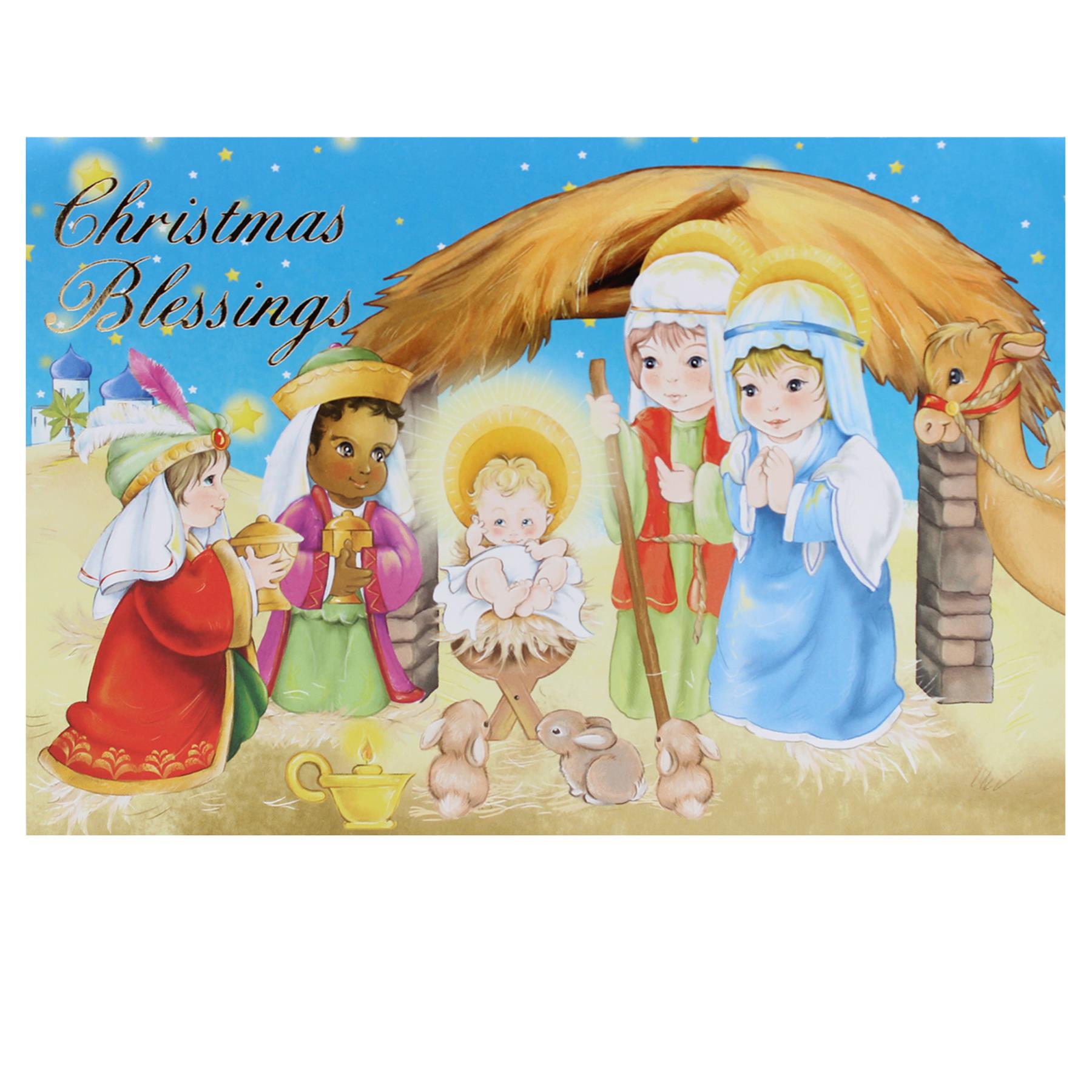 Christmas Nativity Pop Up Greeting Card and Envelope - Cute Design