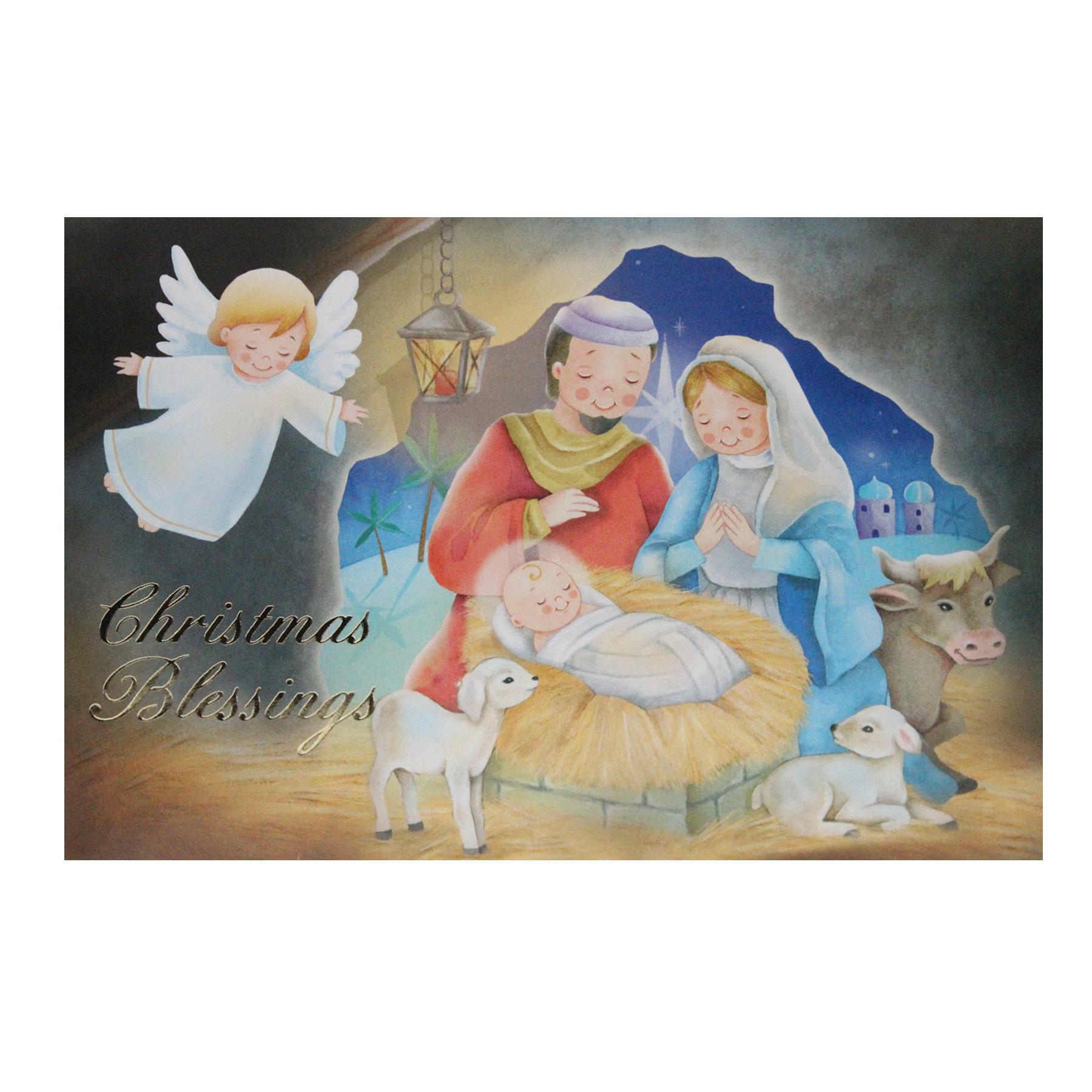 Christmas Nativity Pop Up Greeting Card and Envelope - Cute Traditional Design