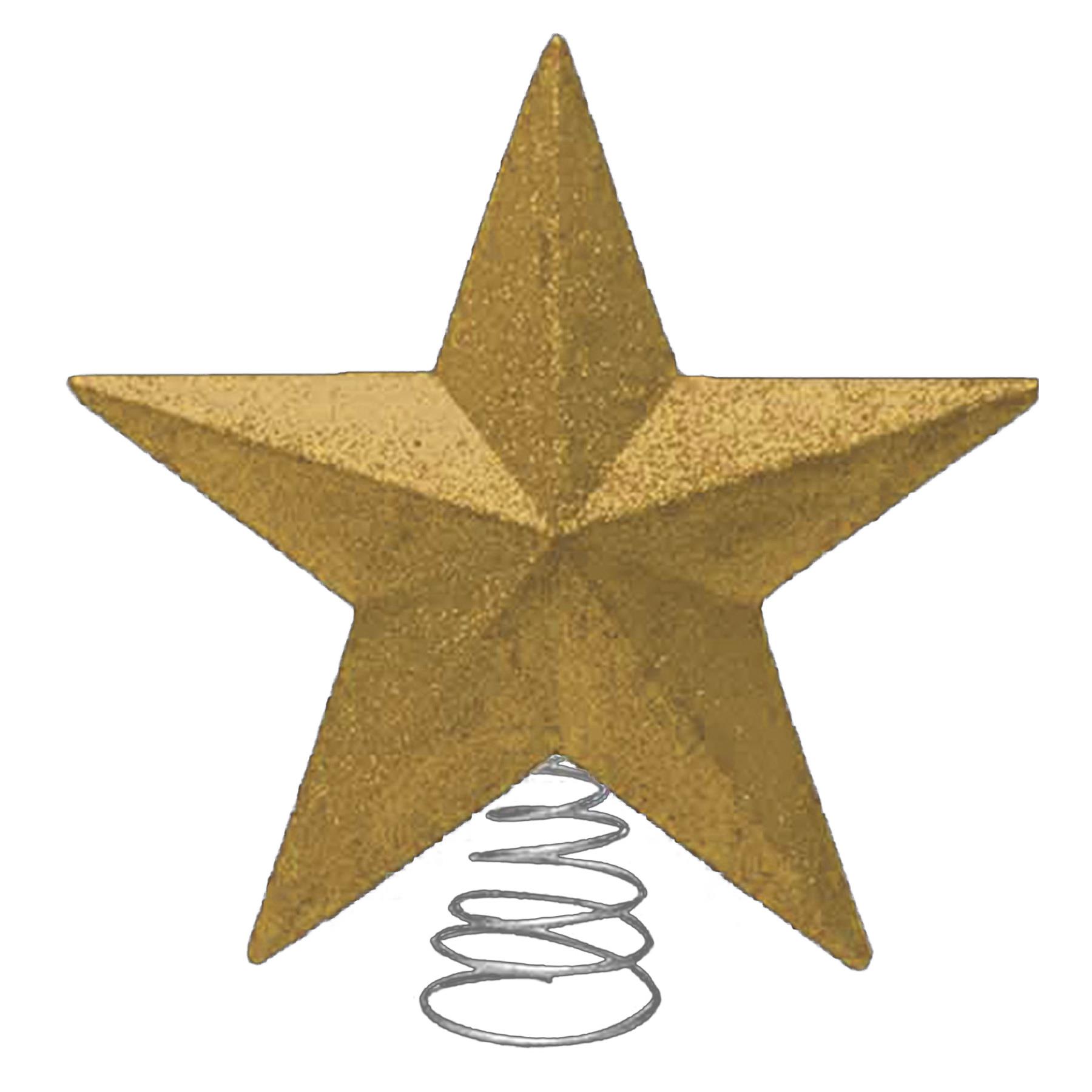 Christmas Decorations Glitter Tree Top Star on Spring Gold