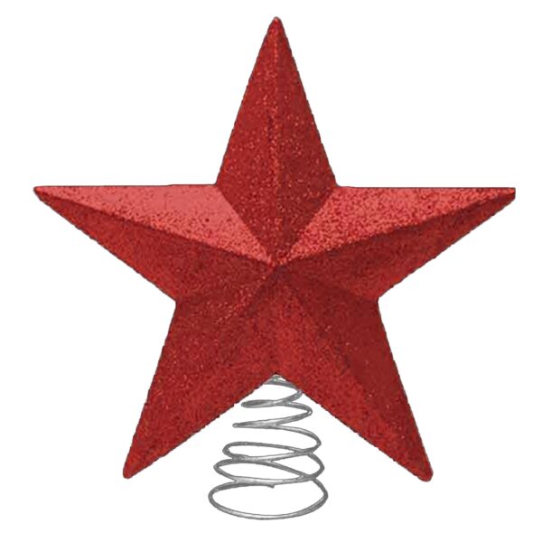 Christmas Red Glitter Tree Top Star on Spring Decoration