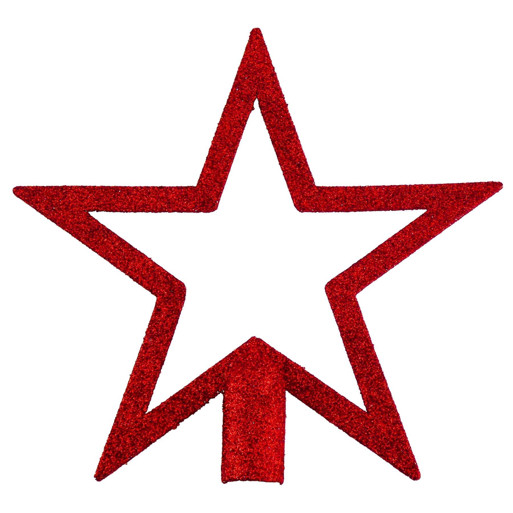 Christmas Red 20cm Glitter Tree Top Star Decoration