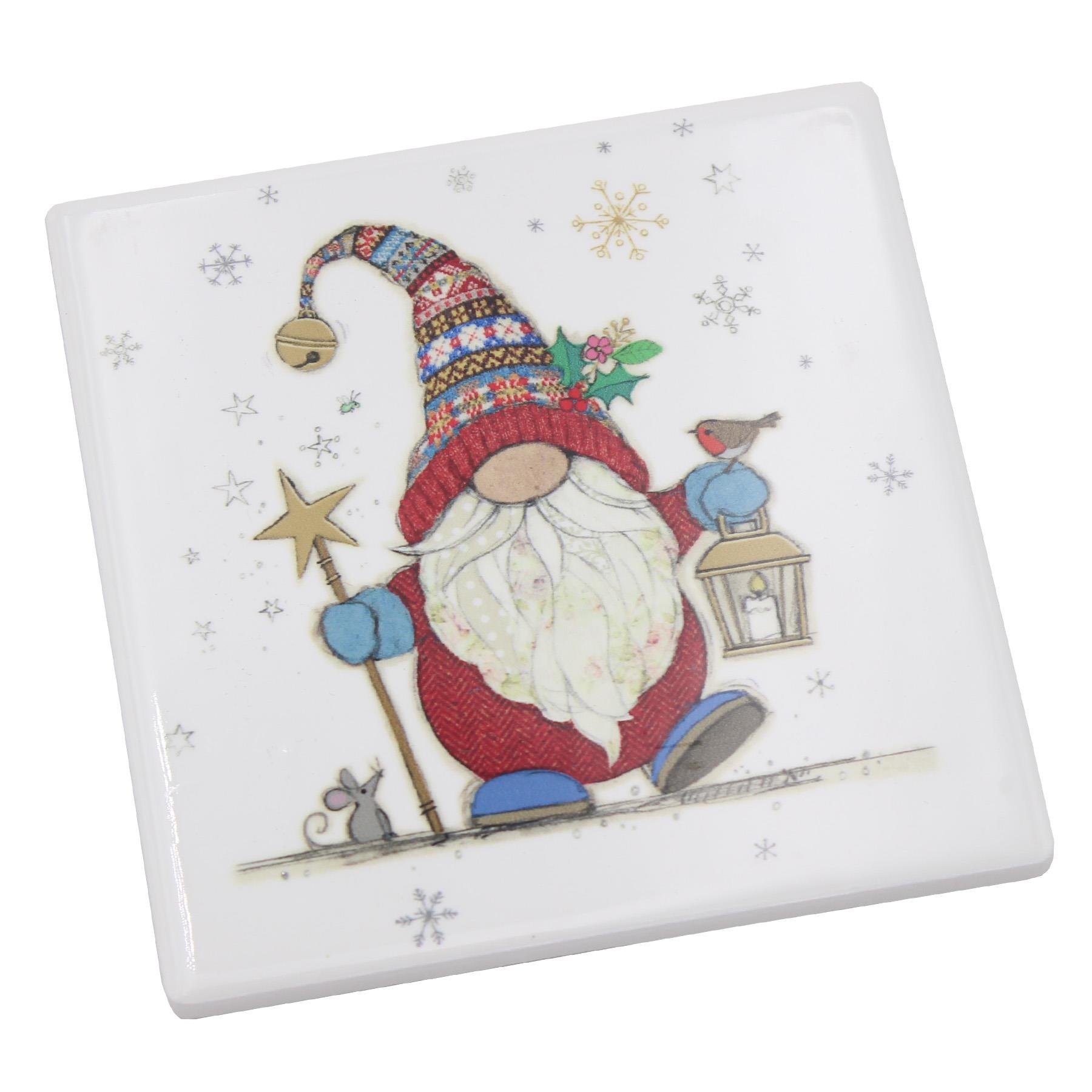 Christmas Coaster Bug Art Tableware Ceramic Cork Back - Gonk