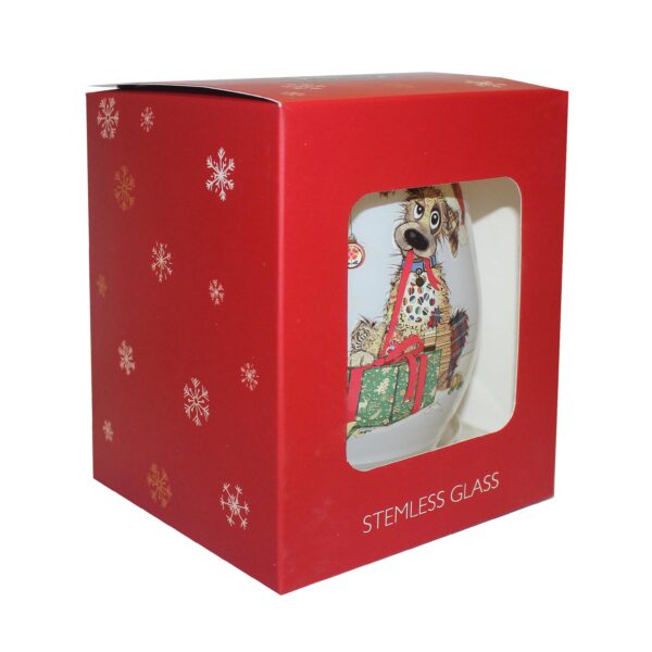 Christmas Stemless Wine Glass Bug Art Tableware - Dog