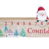 Christmas Advent Calendar Wooden Countdown Plaque with Santa Marker