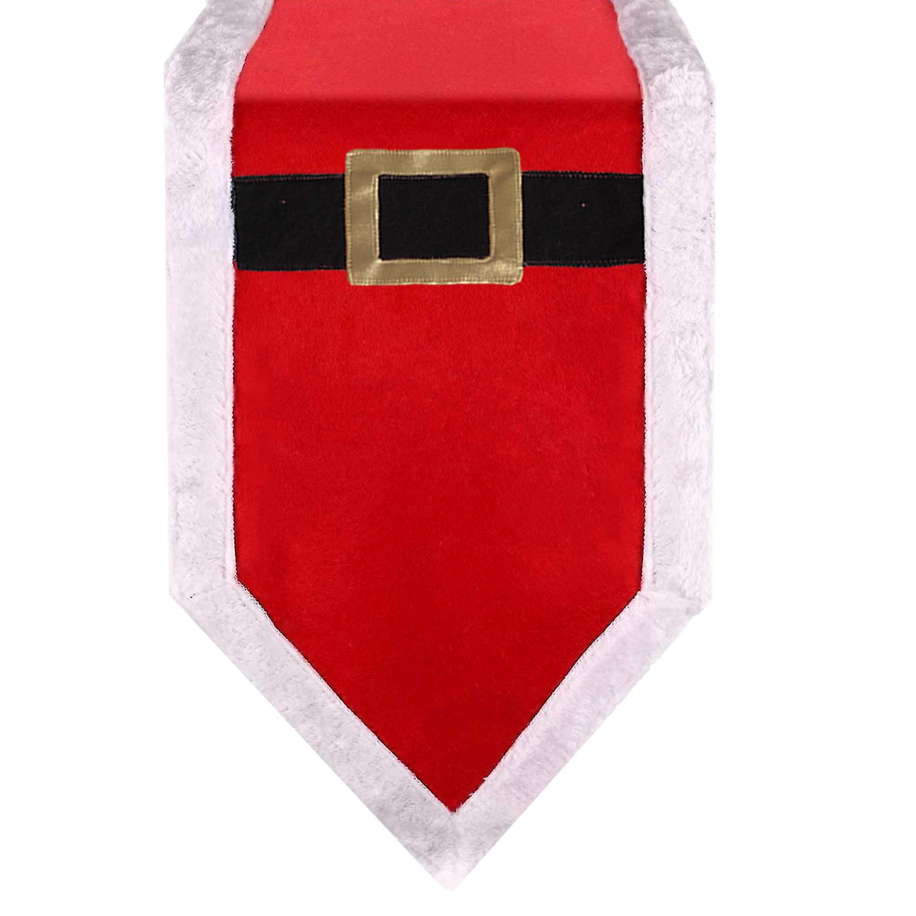 Christmas Table Runner 180cm x 35cm Red with White Trim Santa Belt Design