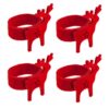 Christmas Napkin Rings 4 Pack Red Felt with Reindeer