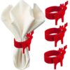 Christmas Napkin Rings 4 Pack Red Felt with Reindeer