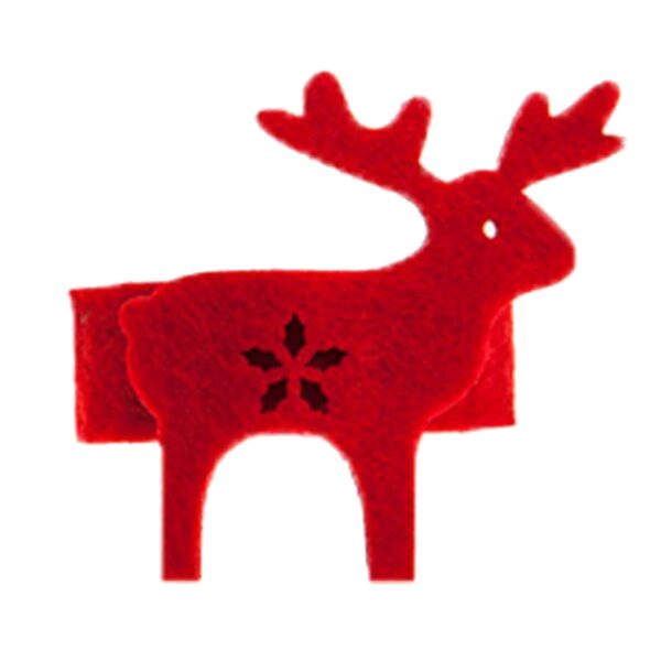 Christmas Napkin Rings 4 Pack Red Felt with Reindeer