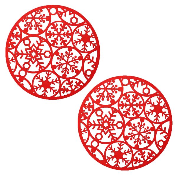 image479137956.jpg Christmas Placemats 2 Pack 30cm Round Felt Set with Snowflake Design