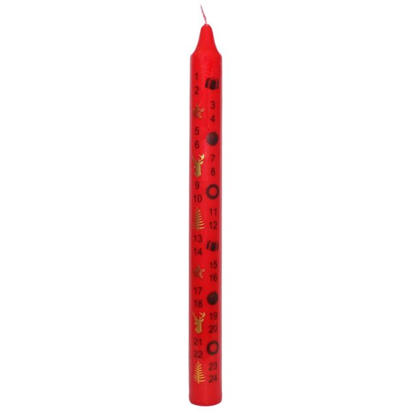Christmas Advent Candle Boxed 25cm Tapered Countdown Festive Colour Images Red