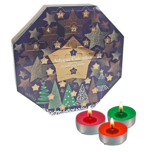 Pan Aroma Christmas Advent Calendar with 24 Scented Tea Lights - Stars
