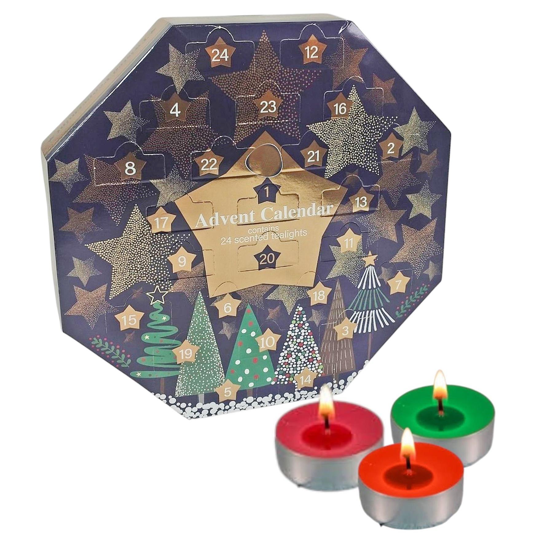 Pan Aroma Christmas Advent Calendar with 24 Scented Tea Lights - Stars