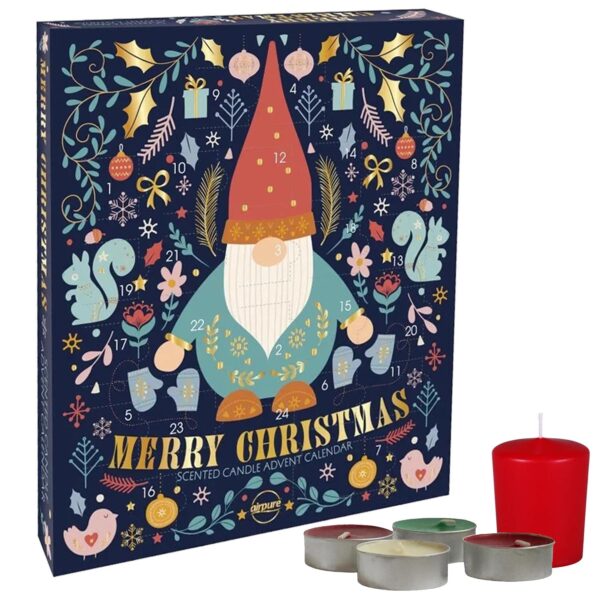 Christmas Advent Calendar with Airpure Scented Tea Lights Candles - Gonk