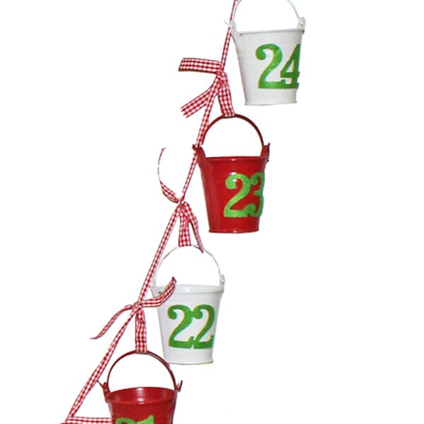 image490959265.jpg Christmas Advent Calendar 24 Mini Metal Buckets With Numbers and Ribbon Hanger