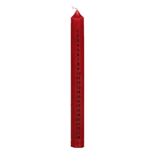 25cm Christmas Countdown Advent Candle Wax - Red